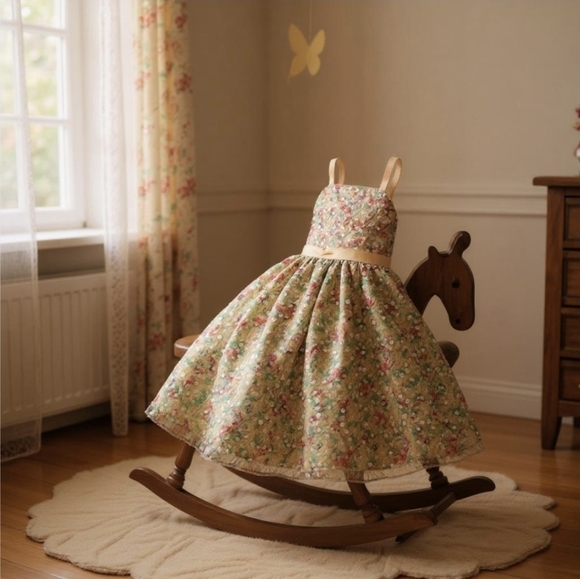 Sophia Sewing Girls Dress 2 – Gold Sequin Satin & Tulle Party Gown w/ Bow | EUC - Picture 15 of 16